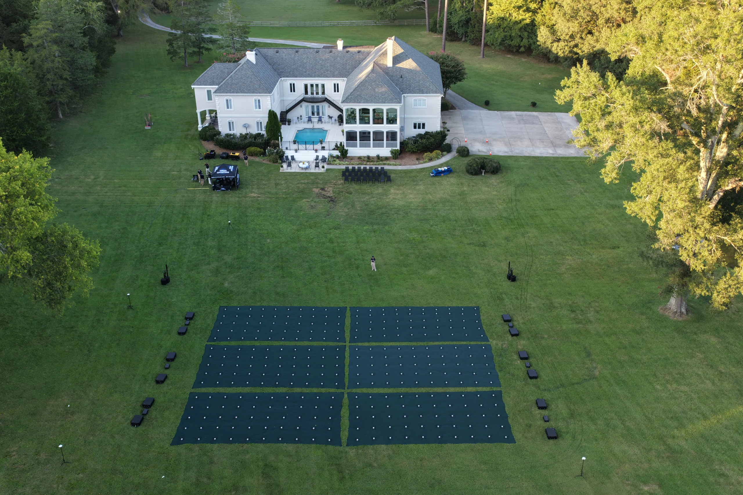 Visual Advantage drone light show setup and launch area