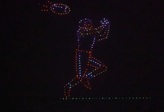 300 drone light show at a Virginia football game